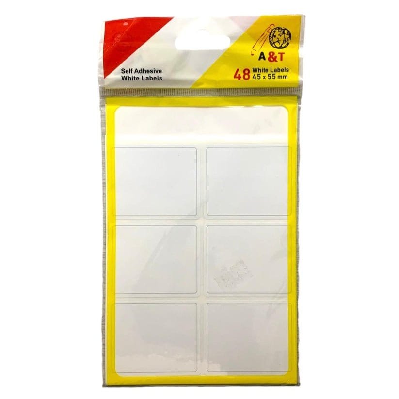 A&amp;T White Labels 48 Stickers || طوابع اي اند تي لون ابيض ٤٨ طابع - مكتبة اكسبريس الكويت
