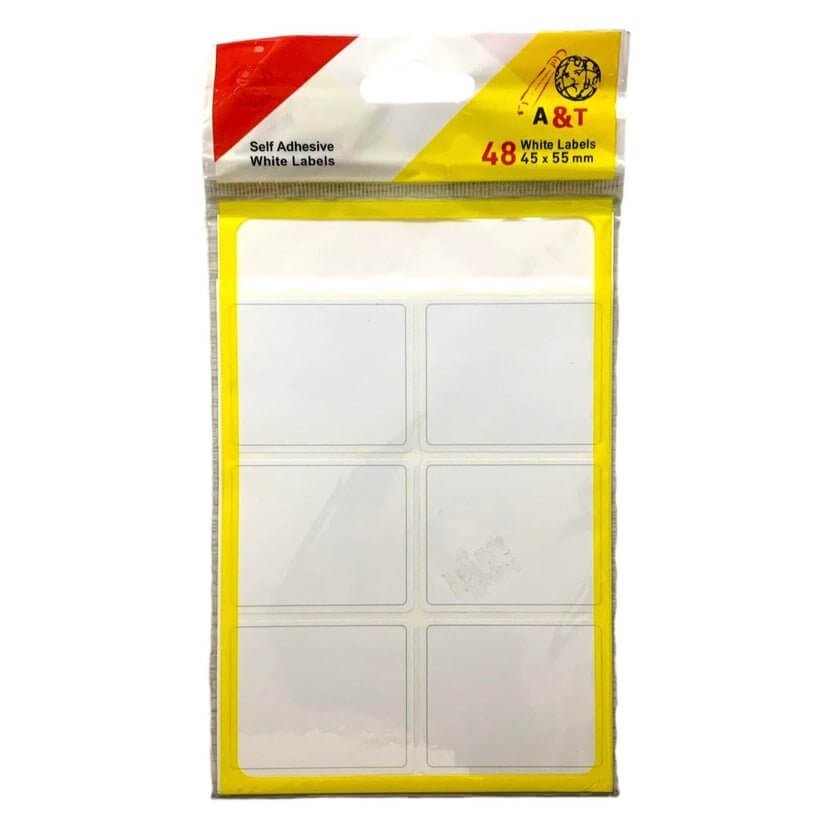 A&amp;T White Labels 48 Stickers || طوابع اي اند تي لون ابيض ٤٨ طابع - مكتبة اكسبريس الكويت