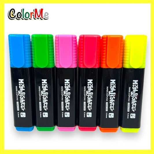 A&T Color Me Highlighter Set 6 Colors || مجموعة اقلام تخطيط كولور مي هايلايتر فسفوري ٦ لون⁩ - مكتبة اكسبريس الكويت