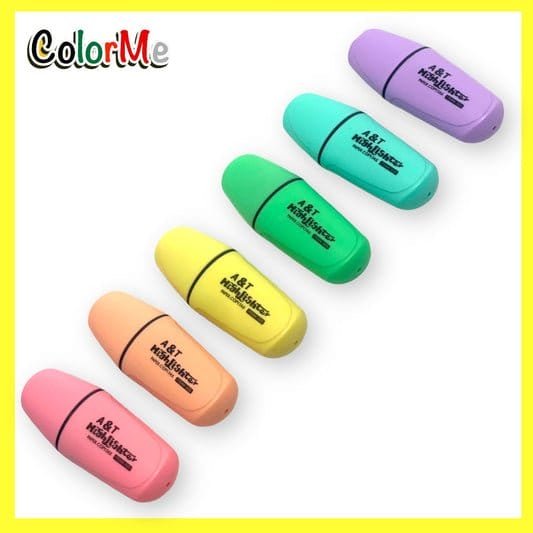 A&T Color Me Mini Pastel Highlighters 6 Colors || اقلام فسفورية كولور مي ميني باستيل 6 لون - مكتبة اكسبريس الكويت