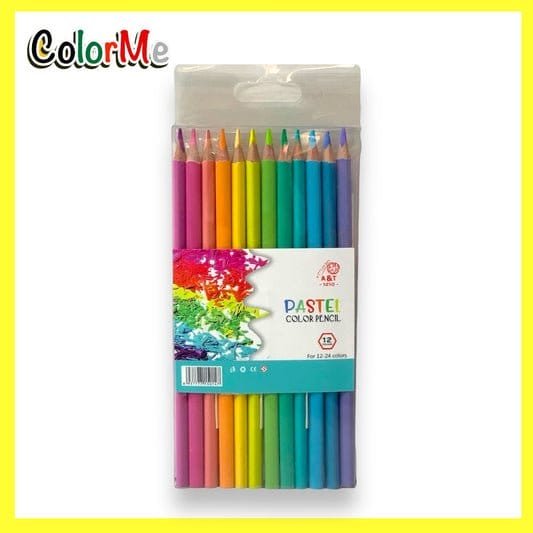 A&T Color Me Pastel Coloring Pencils 12 Colors || الوان خشبية باستيل كولور مي ١٢ لون⁩ - مكتبة اكسبريس الكويت