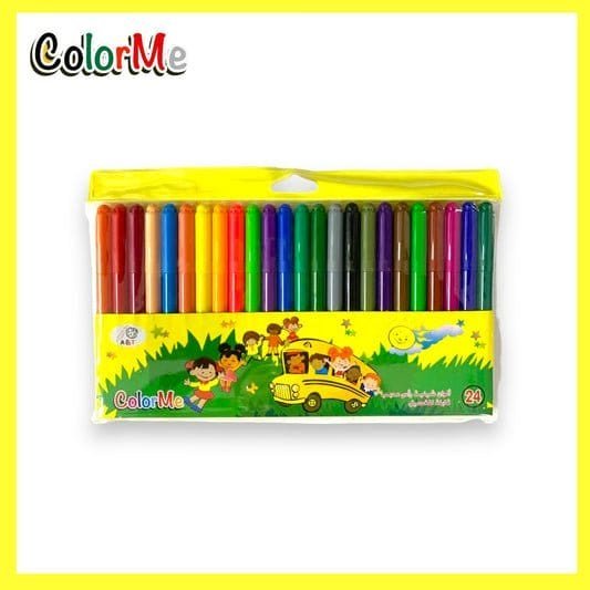 A&T Color Me Washable Colored Markers 24 Colors || الوان شينية كولور مي راس مدبب⁩ ٢٤ لون - مكتبة اكسبريس الكويت