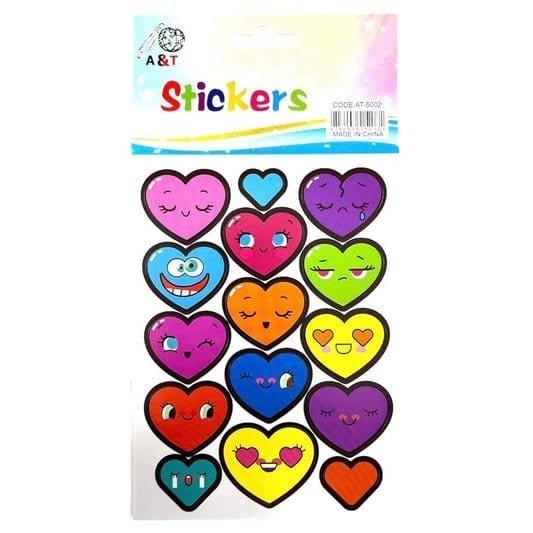 A&T Stickers Colored Hearts || ستيكرز أطلس قلوب ملونة - مكتبة اكسبريس الكويت