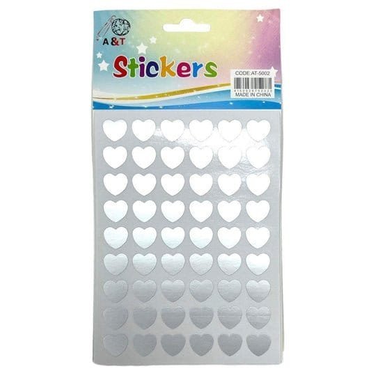 A&T Stickers Silver Hearts || ستيكرز اطلس قلوب فضي - مكتبة اكسبريس الكويت