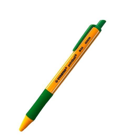 Ballpoint pen Stabilo retractable point Green color || قلم ستابيلو حبر كبس لون اخضر - مكتبة اكسبريس الكويت