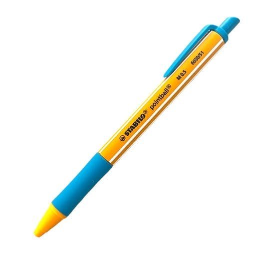 Ballpoint pen Stabilo retractable point Light Blue color || قلم ستابيلو حبر كبس لون ازرق سماوي - مكتبة اكسبريس الكويت