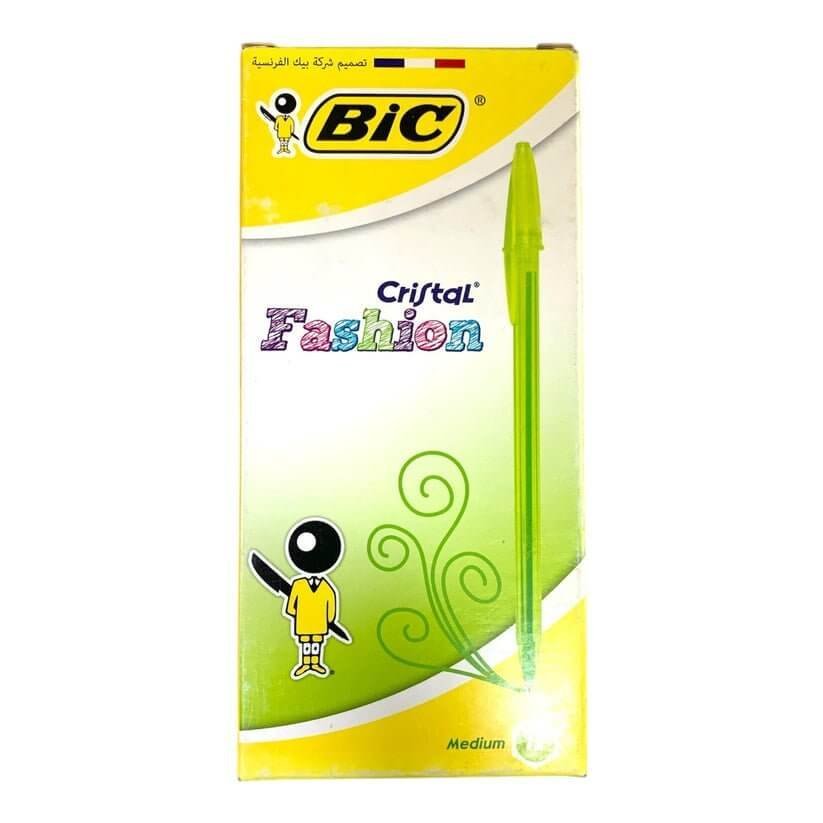Bic Crystal Fashion Green Color 10 Pcs || باكيت اقلام حبر بيك كريستال فاشن لون اخضر ١٠ حبة - مكتبة اكسبريس الكويت