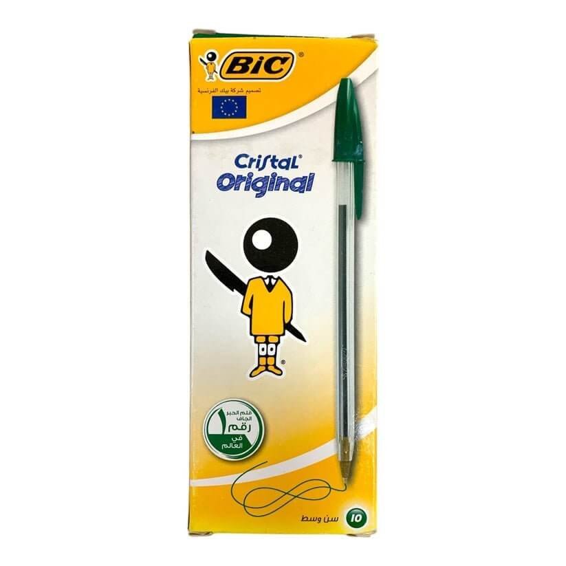 Bic Crystal Original Green Color 10 Pens || باكيت اقلام حبر بيك كريستال لون اخضر ١٠ قلم - مكتبة اكسبريس الكويت