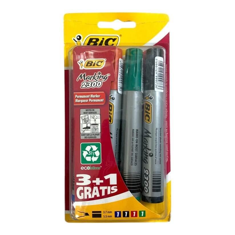 Bic Marking 2300 Permanent Marker 3+1 || اقلام بيك ثابته ٣+١ - مكتبة اكسبريس الكويت