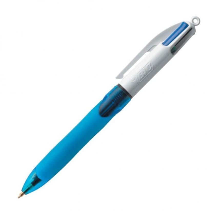 BIC Pen 4 Colors Rubber Blue Color || قلم حبر بيك ٤ لون ربل لون ازرق - مكتبة اكسبريس الكويت
