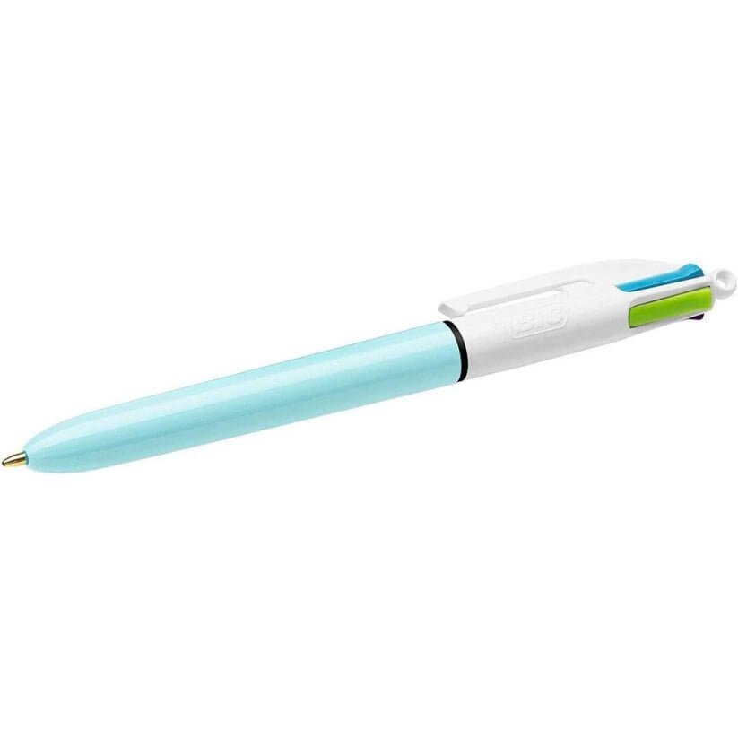 BIC Pen 4 Pastel Colors Solid Blue Color || قلم حبر بيك ٤ لون ازرق باستيل - مكتبة اكسبريس الكويت