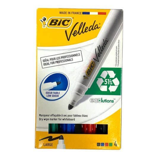 Bic Velleda Whiteboard Markers 4 Color Set || باكيت اقلام صبورة بيك ٤ لون - مكتبة اكسبريس الكويت