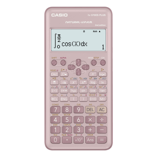 casio fx 570 es plus pkاله حاسبة كاسيو ٥٧٠ العلمية لون وردي - مكتبة اكسبريس الكويت