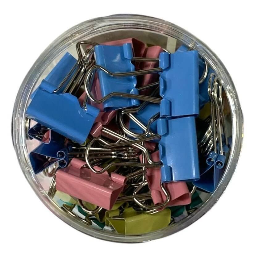Colored Binder Clips 19 ml 40 Pcs || بايندر كليبس ملون ١٩ مل عدد ٤٠ حبة - مكتبة اكسبريس الكويت
