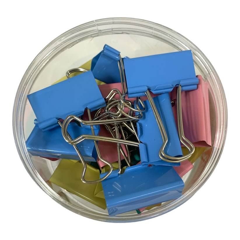 Colored Binder Clips 41 ml 24 Pcs || بايندر كليبس ملون ٤١ مل عدد ٢٤ حبة - مكتبة اكسبريس الكويت
