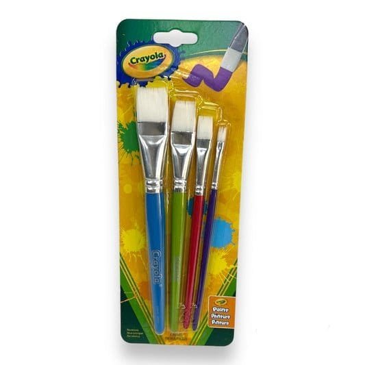 Crayola Brushes 4 Flat Tip Brush Set Assorted Sizes || فرش رسم كرايولا 4 حبات مشطوفة - مكتبة اكسبريس الكويت