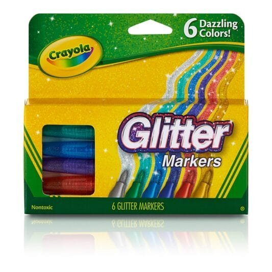 Crayola Glitter Markers 6 Colors || الوان شمعية كرايولا قلتر زري 6 لون - مكتبة اكسبريس الكويت