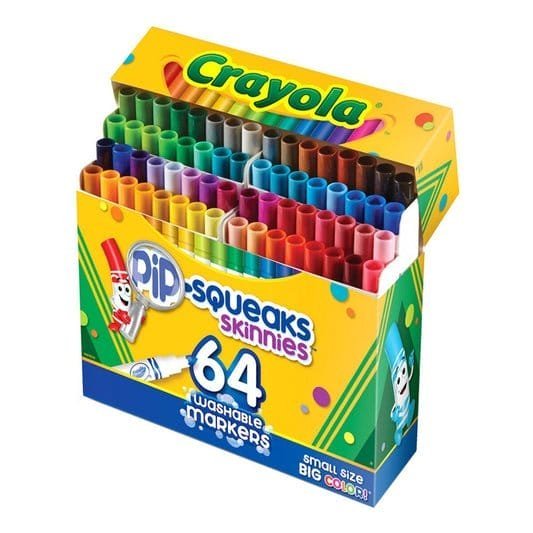 Crayola Pip - Squeaks Skinnies Washable Markers 64 Colors || الوان شينية كرايولا ضعيفة ٦٤ لون - مكتبة اكسبريس الكويت