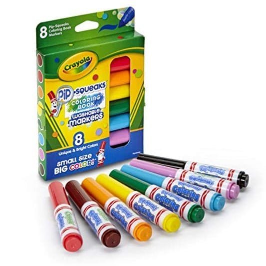 Crayola Pip - Squeaks Washable Markers 8 Colors || الوان شينية كرايولا قصيرة للاطفال ٨ لون - مكتبة اكسبريس الكويت