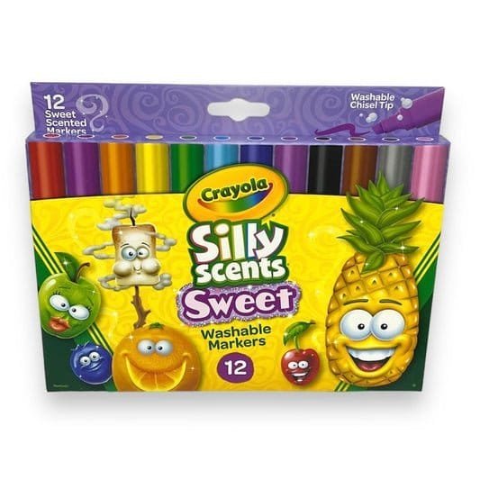 Crayola Silly Scents Sweet Washable Markers 12 Colors || الوان شينية سيلي ماركر معطر 12 لون - مكتبة اكسبريس الكويت