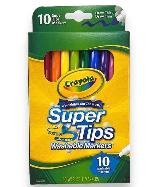 Crayola Super Tips Washable Markers 10 Colors || الوان شينية سوبر تيبس ماركر خط عريض - مكتبة اكسبريس الكويت