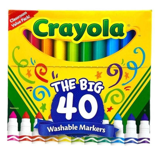 Crayola The Big 40 Washable Markers || الوان شينية كرايولا ٤٠ لون واشابل قابلة للغسل - مكتبة اكسبريس الكويت
