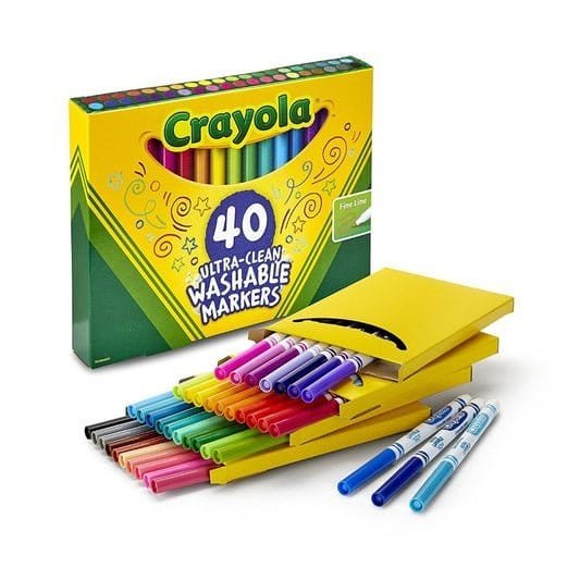 Crayola Ultra - clean Washable Markers 40 Colors || الوان شينية كرايولا ٤٠ لون - مكتبة اكسبريس الكويت
