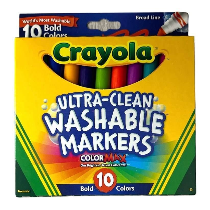 Crayola Ultra Clean Washable Markers Color Max 10 Bold Colors Broad Line || الوان كرايولا واشابل قابل للغسل ١٠ لون خط عريض - مكتبة اكسبريس الكويت