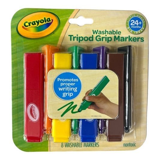 Crayola Washable Tripod Grip Markers 8 Colors || اقلام كرايولا المثلثة الشينية للاطفال ٨ لون - مكتبة اكسبريس الكويت