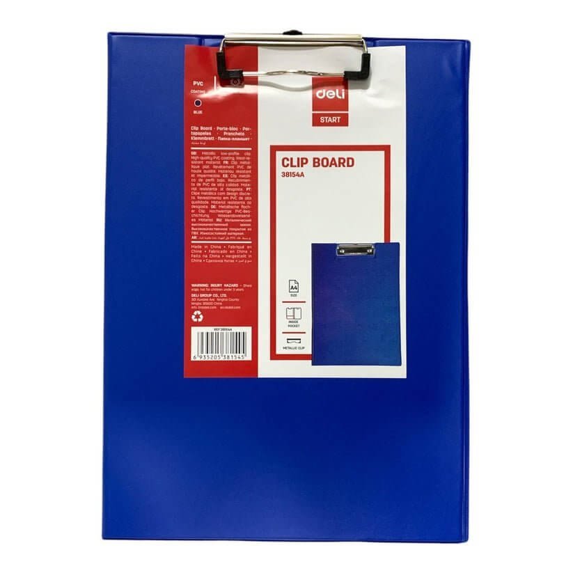 Deli Clip Board A4 Size With Pocket || كليب بورد ديلي حجم اي فور لون ازرق - مكتبة اكسبريس الكويت