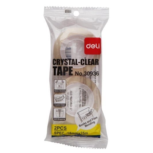 Deli Crystal Clear Tape set 2 || تيب شفاف 2 حبه ماركة ديلي - مكتبة اكسبريس الكويت