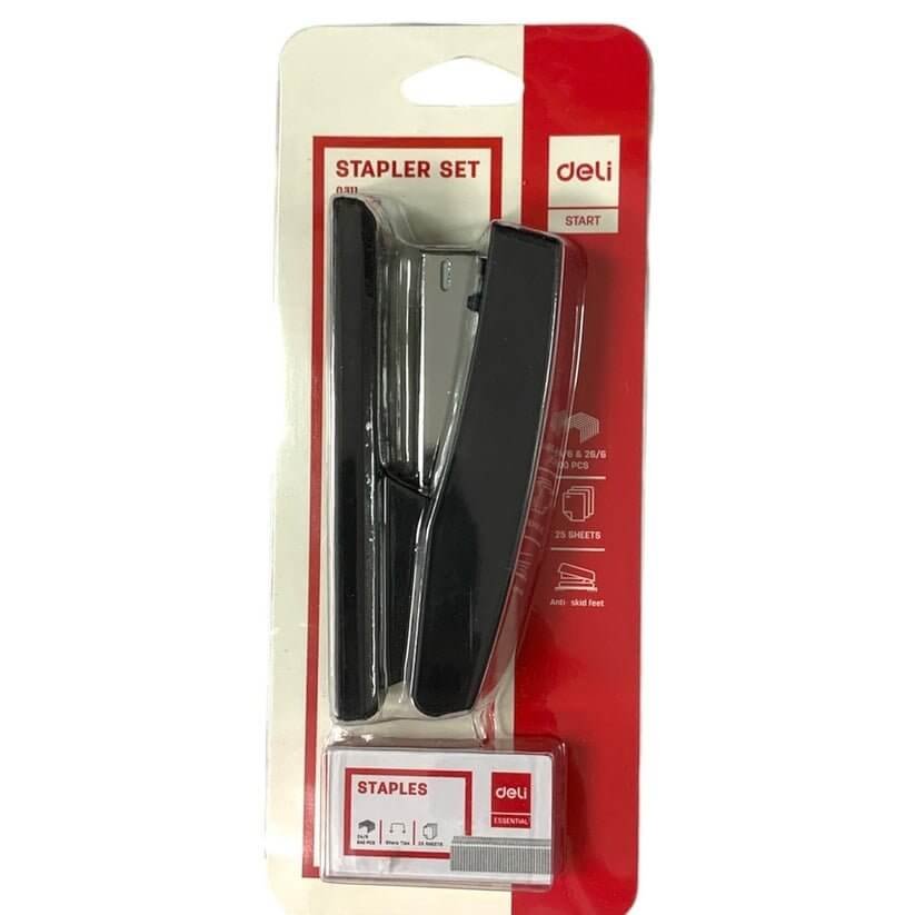 Deli Stapler Set 0311 Black Color || دباسة ديلي ٠٣١١ لون اسود - مكتبة اكسبريس الكويت