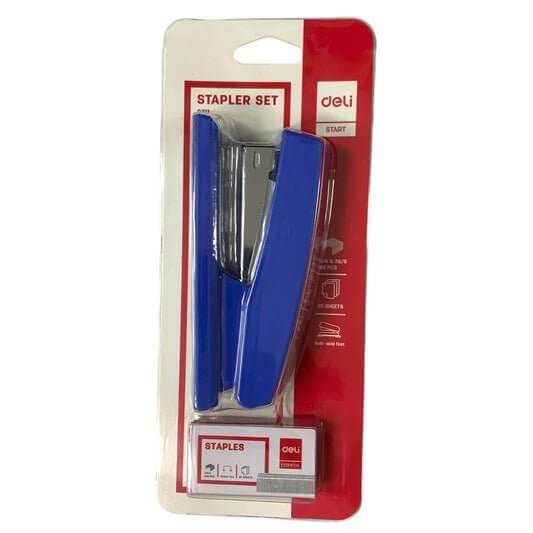 Deli Stapler Set 0311 Blue Color || دباسة ديلي ٠٣١١ لون ازرق - مكتبة اكسبريس الكويت