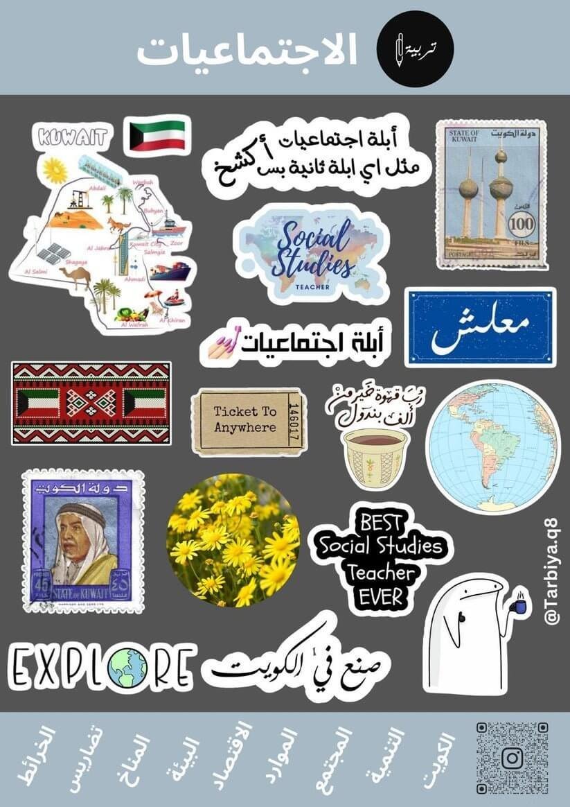 Education Stickers Social Studies || ستيكرات كلية التربية تخصص اجتماعيات - مكتبة اكسبريس الكويت