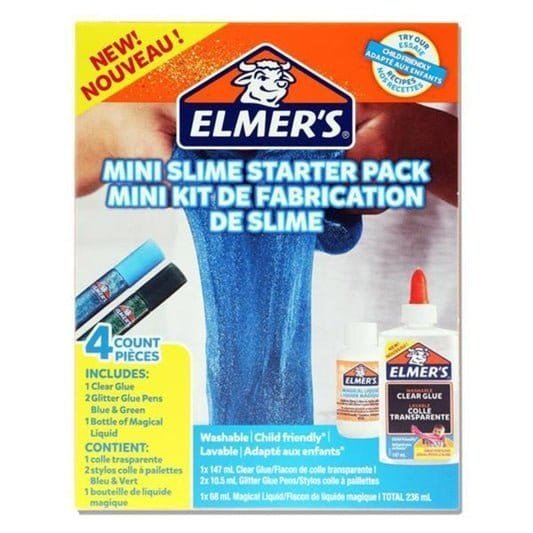 Elmer's 4 Piece Mini Slime Starter Pack - Blue || مجموعه صنع السلايم الازرق الصغيره ماركه المرز - مكتبة اكسبريس الكويت