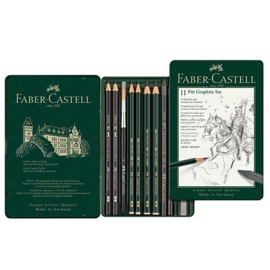 Faber Castel 11 Piece Pitt Graphite Set || اقلام سكيتش وفحم فيبر كاستل 11 قطعه - مكتبة اكسبريس الكويت