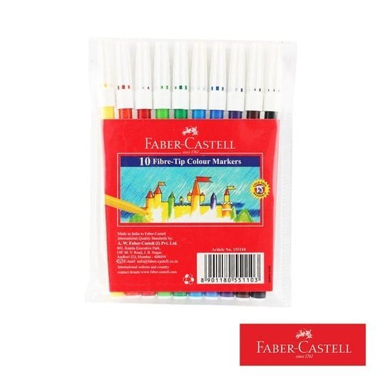 Faber Castell 10 Colored Markers || الوان شينية فيبر كاستل 10 لون - مكتبة اكسبريس الكويت
