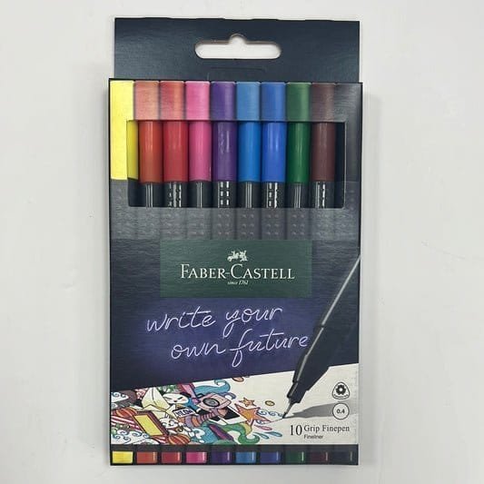 Faber Castell 10 Grip Fineliner Pens || اقلام فيبر كاستل ملونة ضعيفة 10 لون - مكتبة اكسبريس الكويت