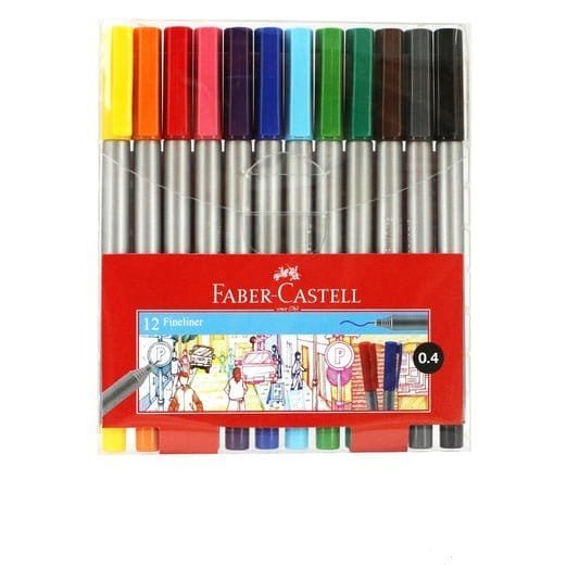 Faber Castell 12 Colored Fineliner Pens || الوان فيبر كاستل ضعيفه 12 لون - مكتبة اكسبريس الكويت