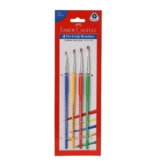 Faber Castell 4 Tri Grip Brushes (Round) || فابر كاستل 4 فرش دائرية ذات قبضة ثلاثية ( - مكتبة اكسبريس الكويت