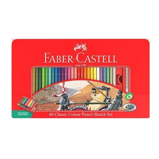 Faber Castell 60 Classic Color Pencils Metal Tin Case Box || الوان خشبيه فيبر كستل 60 لون علبه حديد - مكتبة اكسبريس الكويت