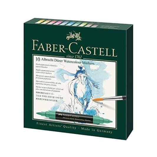Faber Castell Albrecht Dürer Watercolor Markers Gift Box of 10 || مجموعه اقلام تلوين فيبر كاستل البرت ديورر واتركلر ماركر 10 الوان - مكتبة اكسبريس الكويت