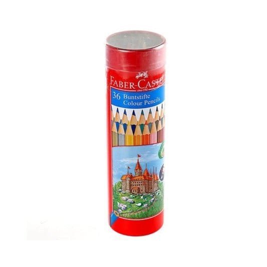 Faber Castell Colored Pencils Cylinder Case 36 Colors || الوان خشبيه فيبر كاستل علبه مدوره حديد⁩ ٣٦ لون - مكتبة اكسبريس الكويت