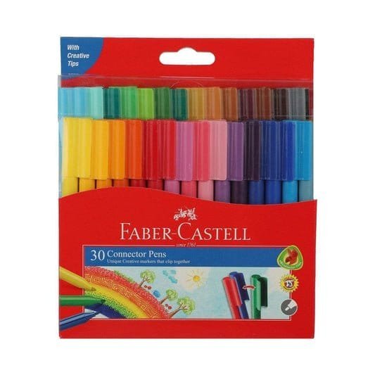 Faber Castell connector Felt Tip Colored Markers 30 Colors || الوان شينيه فيبر كاستل كونيكت⁩ ٣٠ لون⁩ - مكتبة اكسبريس الكويت