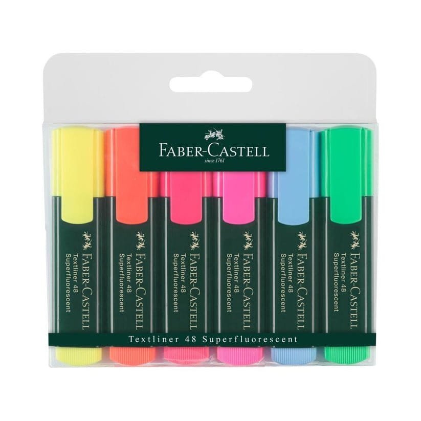 Faber Castell Highlighters Set of 6 || ألوان فسفوري فيبر كاستل ٦ لون - مكتبة اكسبريس الكويت