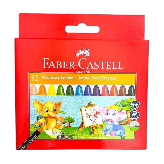 Faber Castell Jumbo Wax Crayons 12 Colors || الوان شمعية فيبر كاستل ١٢ لون - مكتبة اكسبريس الكويت