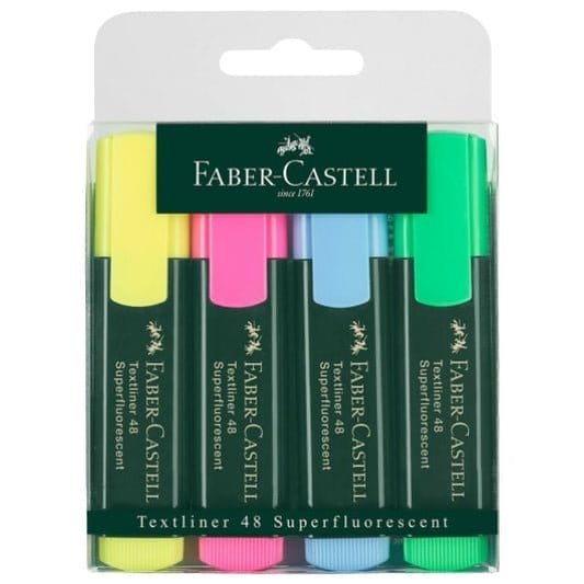 Faber Castell Metallic Highlighter Pack 4 Colors ||اقلام فسفورية ميتاليك فيبر كاستل ٤ لون⁩⁩ - مكتبة اكسبريس الكويت