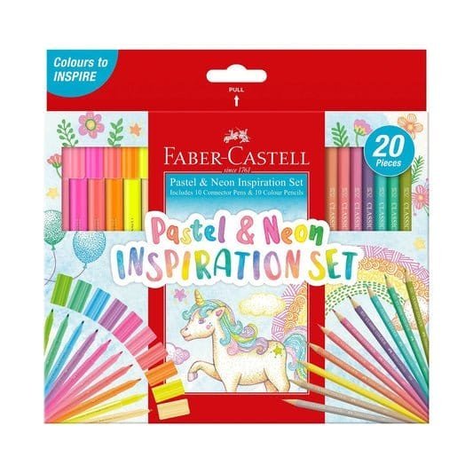 Faber Castell Pastel and Neon Set 20 Pcs || مجموعه فيبر كاستل الوان خشبية و شينية نيون و باستيل - مكتبة اكسبريس الكويت