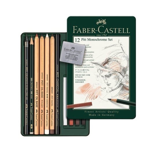 Faber Castell Pitt Monochrome set || طقم فيبر كاستل بت مونكروم 12 قطعه - مكتبة اكسبريس الكويت