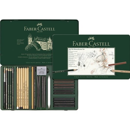 Faber Castell Pitt Monochrome set || طقم فيبر كاستل بت مونكروم 33 قطعه - مكتبة اكسبريس الكويت